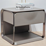 Modern Luxury White & Silver Nightstand with Floating Design and Microfiber Leather Drawer Front — Sleek Single-Drawer Bedside Table for the Bedroom