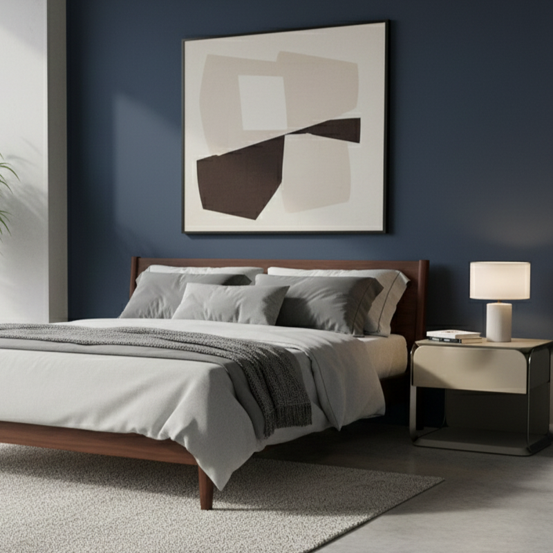 Modern Luxury White & Silver Nightstand with Floating Design and Microfiber Leather Drawer Front — Sleek Single-Drawer Bedside Table for the Bedroom
