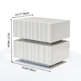 Modern Luxury White Nightstand with 3D Wavy-Textured Drawers – Dual-Drawer Bedside Table For Bedroom