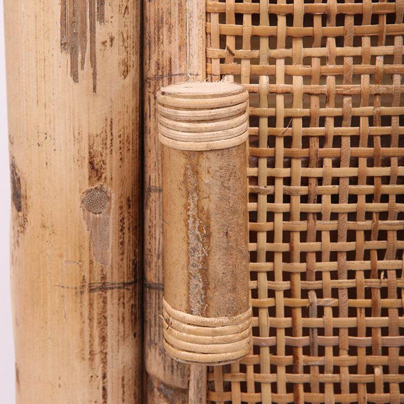 Elegant Traditional Chinese Slim Storage Cabinet in Natural Indonesian Rattan & Handwoven Finish – Space-Saving Sideboard for Living Room