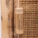 Elegant Traditional Chinese Slim Storage Cabinet in Natural Indonesian Rattan & Handwoven Finish – Space-Saving Sideboard for Living Room