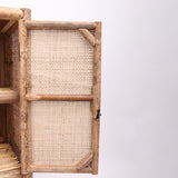 Elegant Traditional Chinese Slim Storage Cabinet in Natural Indonesian Rattan & Handwoven Finish – Space-Saving Sideboard for Living Room