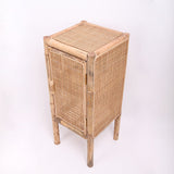 Elegant Traditional Chinese Slim Storage Cabinet in Natural Indonesian Rattan & Handwoven Finish – Space-Saving Sideboard for Living Room