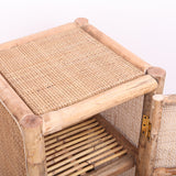 Elegant Traditional Chinese Slim Storage Cabinet in Natural Indonesian Rattan & Handwoven Finish – Space-Saving Sideboard for Living Room