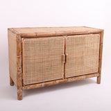 Traditional Chinese Rectangular Storage Cabinet — Handwoven Natural Indonesian Rattan, Large-Capacity Living Room Sideboard