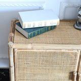 Traditional Chinese Rectangular Storage Cabinet — Handwoven Natural Indonesian Rattan, Large-Capacity Living Room Sideboard