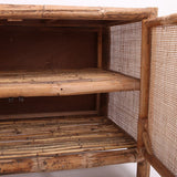 Traditional Chinese Rectangular Storage Cabinet — Handwoven Natural Indonesian Rattan, Large-Capacity Living Room Sideboard