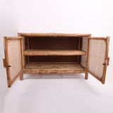 Traditional Chinese Rectangular Storage Cabinet — Handwoven Natural Indonesian Rattan, Large-Capacity Living Room Sideboard
