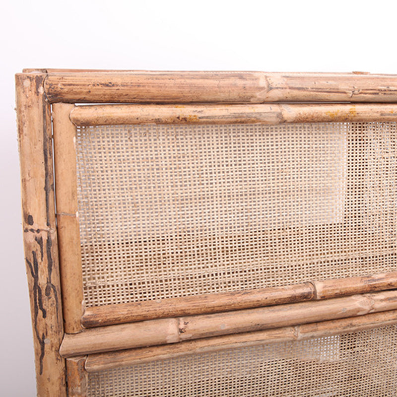 Traditional Chinese Rectangular Bookshelf with Handwoven Natural Indonesian Rattan — 3-Tier, Large-Capacity Storage Shelf for Living Room