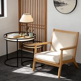 Modern Minimalist Round Iron Side Table Set with Natural Indonesian Rattan — Handwoven Dual End Tables for Living Room