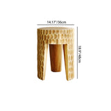 Modern Art Deco Round Side Table with Honeycomb Carving – Solid Wood End Table for Living Room