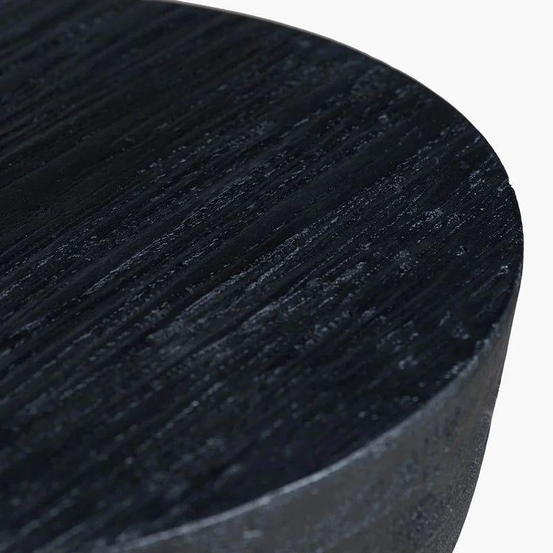 Nordic Round Side Table – Hourglass Design, Black Art Deco End Table for Living Room, Contemporary Scandinavian Style