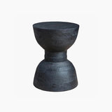 Nordic Round Side Table – Hourglass Design, Black Art Deco End Table for Living Room, Contemporary Scandinavian Style