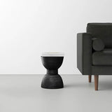 Nordic Round Side Table – Hourglass Design, Black Art Deco End Table for Living Room, Contemporary Scandinavian Style