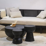 Nordic Round Side Table – Hourglass Design, Black Art Deco End Table for Living Room, Contemporary Scandinavian Style
