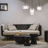Nordic Round Side Table – Hourglass Design, Black Art Deco End Table for Living Room, Contemporary Scandinavian Style