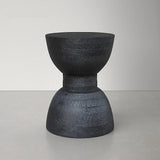 Nordic Round Side Table – Hourglass Design, Black Art Deco End Table for Living Room, Contemporary Scandinavian Style