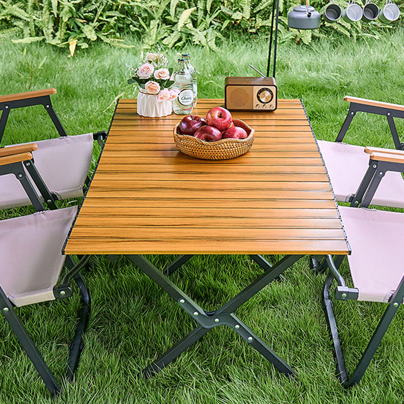 Modern Minimalist Rectangular Carbon Steel Outdoor Folding Table - Durable & Space-Saving