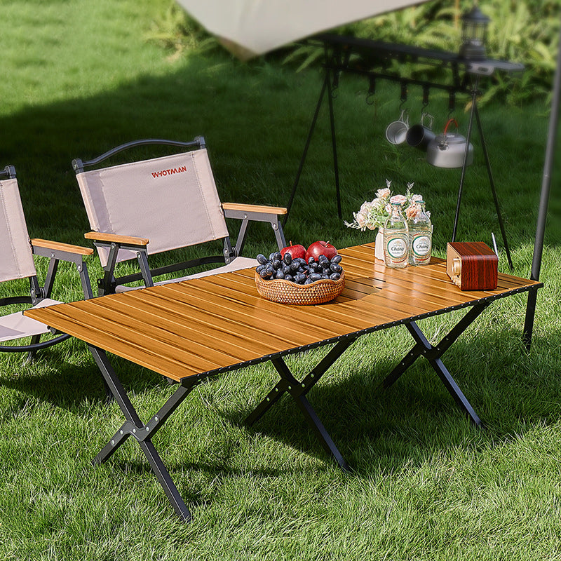 Modern Minimalist Rectangular Carbon Steel Outdoor Folding Table - Durable & Space-Saving