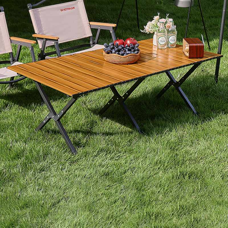 Modern Minimalist Rectangular Carbon Steel Outdoor Folding Table - Durable & Space-Saving