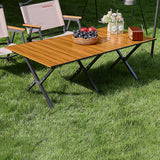 Modern Minimalist Rectangular Carbon Steel Outdoor Folding Table - Durable & Space-Saving
