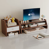 Contemporary Scandinavian MDF Desk Organizer – Rectangular Desktop Storage, 2/3-Tier with 1 Drawer for Office & Bedroom