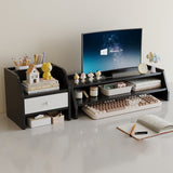 Contemporary Scandinavian MDF Desk Organizer – Rectangular Desktop Storage, 2/3-Tier with 1 Drawer for Office & Bedroom