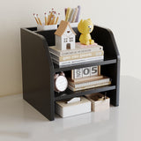 Contemporary Scandinavian MDF Desk Organizer – Rectangular Desktop Storage, 2/3-Tier with 1 Drawer for Office & Bedroom