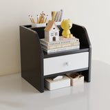 Contemporary Scandinavian MDF Desk Organizer – Rectangular Desktop Storage, 2/3-Tier with 1 Drawer for Office & Bedroom