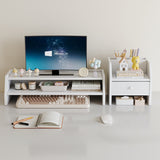 Contemporary Scandinavian MDF Desk Organizer – Rectangular Desktop Storage, 2/3-Tier with 1 Drawer for Office & Bedroom