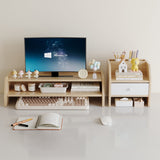 Contemporary Scandinavian MDF Desk Organizer – Rectangular Desktop Storage, 2/3-Tier with 1 Drawer for Office & Bedroom