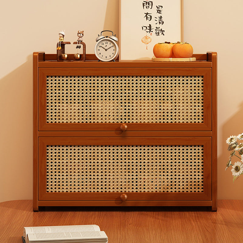 Contemporary Scandinavian Nano Bamboo MDF Acrylic Desktop Storage Shelf – 2/3-Tier Rectangular Organizer for Bedroom