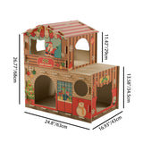 Modern Rectangular Cat Scratcher & 2-Tier Cat Bed, Durable Corrugated Cardboard, Grade A Strength for Living Room