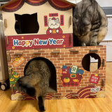 Modern Rectangular Cat Scratcher & 2-Tier Cat Bed, Durable Corrugated Cardboard, Grade A Strength for Living Room