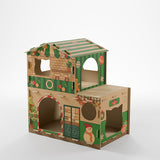 Modern Rectangular Cat Scratcher & 2-Tier Cat Bed, Durable Corrugated Cardboard, Grade A Strength for Living Room
