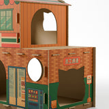 Modern Rectangular Cat Scratcher & 2-Tier Cat Bed, Durable Corrugated Cardboard, Grade A Strength for Living Room
