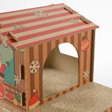 Modern Rectangular Cat Scratcher & 2-Tier Cat Bed, Durable Corrugated Cardboard, Grade A Strength for Living Room