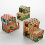 Modern Rectangular Cat Scratcher & 2-Tier Cat Bed, Durable Corrugated Cardboard, Grade A Strength for Living Room