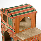 Modern Rectangular Cat Scratcher & 2-Tier Cat Bed, Durable Corrugated Cardboard, Grade A Strength for Living Room
