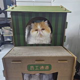 Modern Rectangular Cat Scratcher & 2-Tier Cat Bed, Durable Corrugated Cardboard, Grade A Strength for Living Room