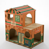 Modern Rectangular Cat Scratcher & 2-Tier Cat Bed, Durable Corrugated Cardboard, Grade A Strength for Living Room