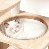 Scandinavian-Style Square Pine Cat Tree – Solid Wood, Hemp Rope, Paper Tube, 4-Tier Living Room Cat Furniture
