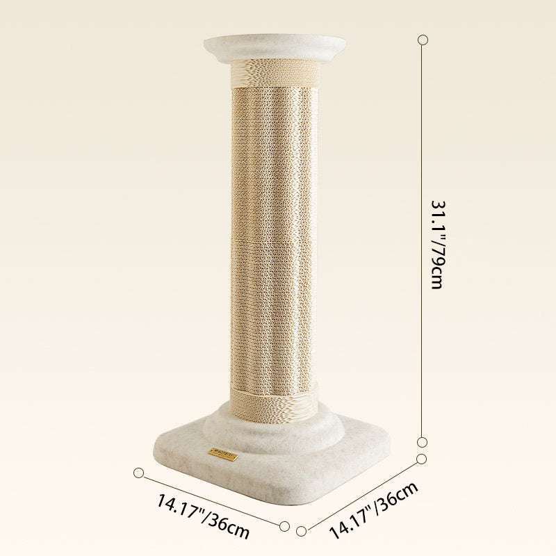 Contemporary Scandinavian Round Cat Tree with MDF Platform, Corrugated Paper Scratcher, Hemp Rope and Felt—Stylish Living Room Cat Furniture