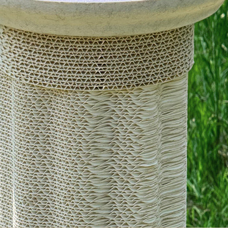 Contemporary Scandinavian Round Cat Tree with MDF Platform, Corrugated Paper Scratcher, Hemp Rope and Felt—Stylish Living Room Cat Furniture