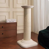 Contemporary Scandinavian Round Cat Tree with MDF Platform, Corrugated Paper Scratcher, Hemp Rope and Felt—Stylish Living Room Cat Furniture