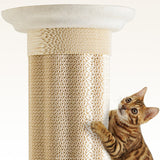 Contemporary Scandinavian Round Cat Tree with MDF Platform, Corrugated Paper Scratcher, Hemp Rope and Felt—Stylish Living Room Cat Furniture