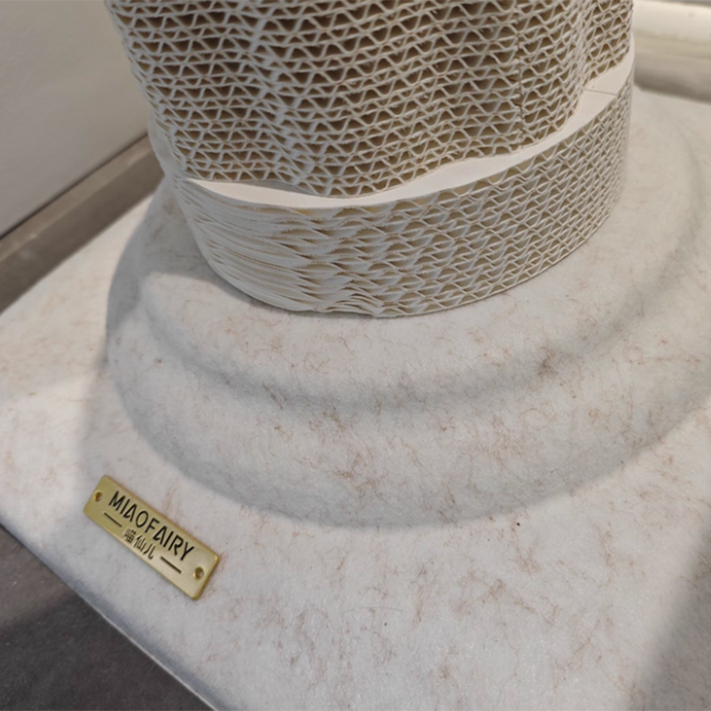 Contemporary Scandinavian Round Cat Tree with MDF Platform, Corrugated Paper Scratcher, Hemp Rope and Felt—Stylish Living Room Cat Furniture