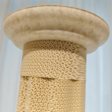 Contemporary Scandinavian Round Cat Tree with MDF Platform, Corrugated Paper Scratcher, Hemp Rope and Felt—Stylish Living Room Cat Furniture