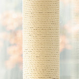 Contemporary Scandinavian Round Rubberwood Cat Tree – 3-Tier Solid Wood with Kraft Paper Rope for Living Room