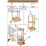 Contemporary Scandinavian 4-Tier Cat Tree — Solid Wood Panels, Velvet Fabric, and Sisal Posts, Square Multi-Layer Design for Living Room